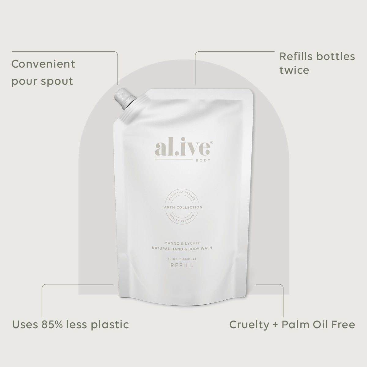 al.ive 1 LTR Wash Refill - Mango & Lychee