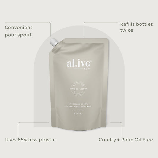 al.ive 1 LTR Wash Refill - Sea Cotton & Coconut