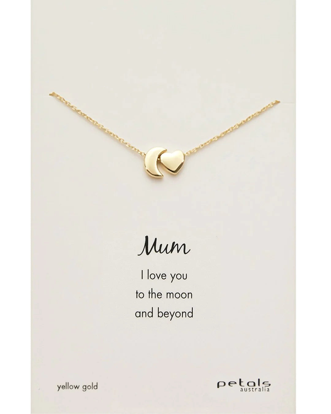 Petals Mum Moon & Heart Necklace - Gold