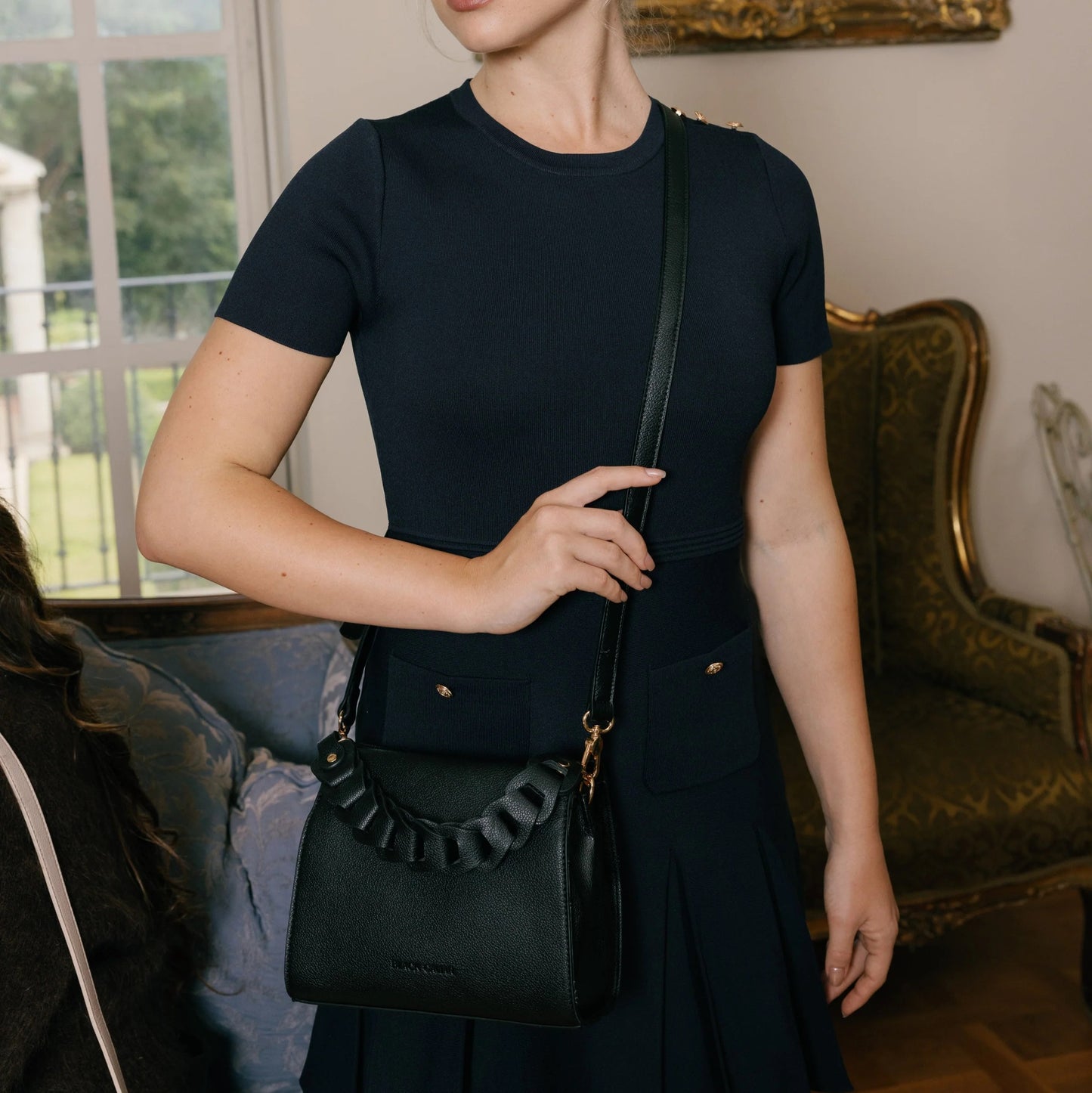 Lua Black 3 Compartment Handbag