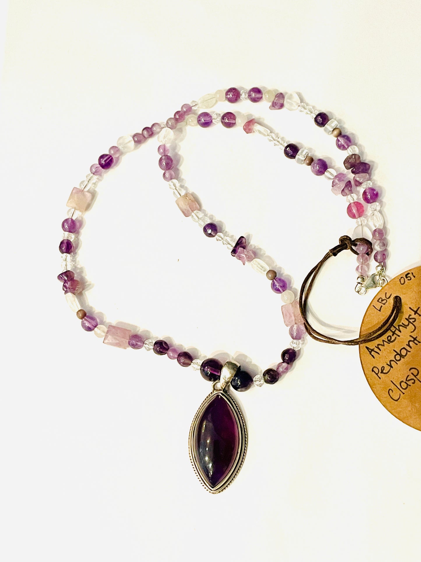 Lotus Blossom Creations - LBC051 - Amethyst SS Pendant Beaded Gemstone Necklace