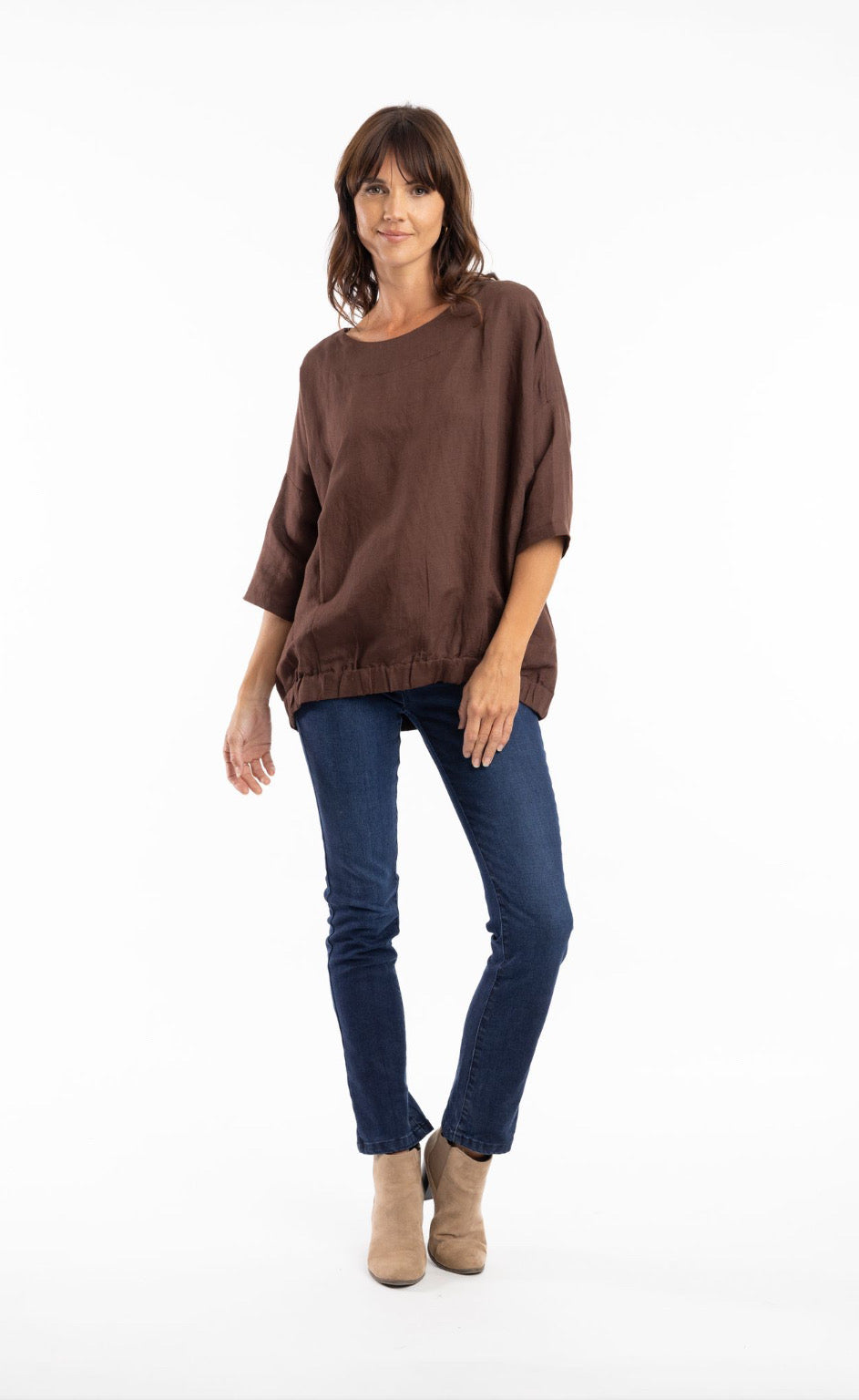 Pure Linen Top Boxy Coffee