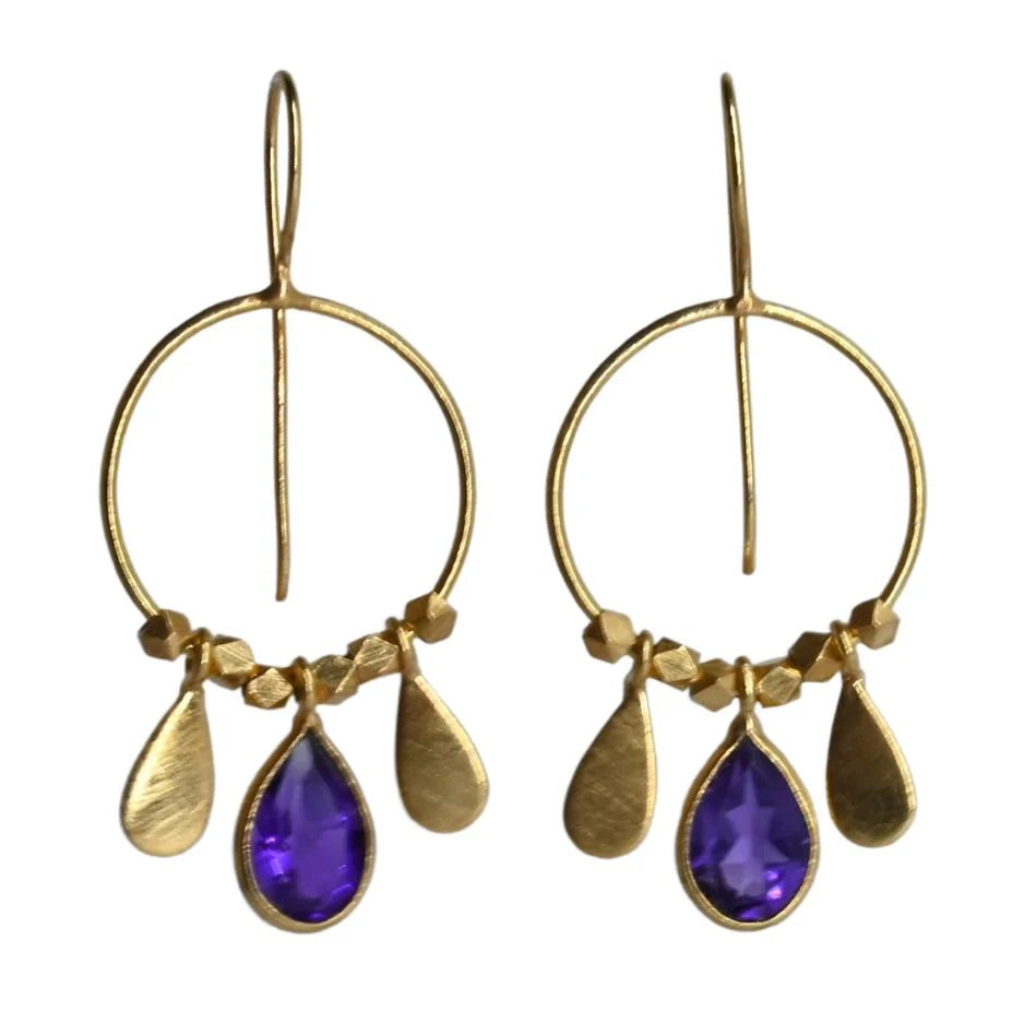 Euro Gold Gemstone Drop Earrings A266 (Various)
