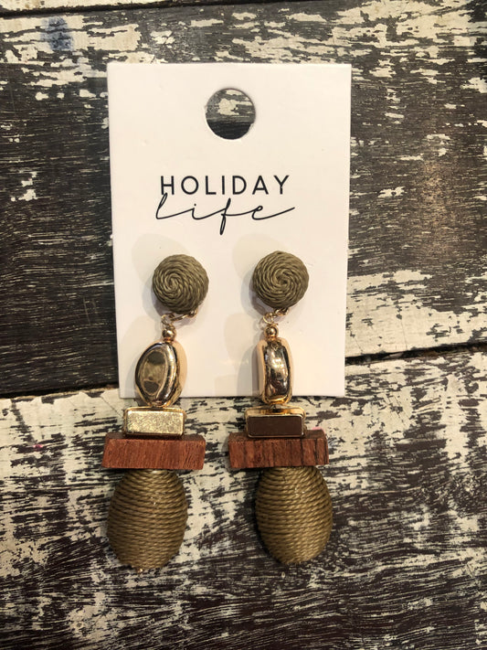 Charlie Earrings in Olive