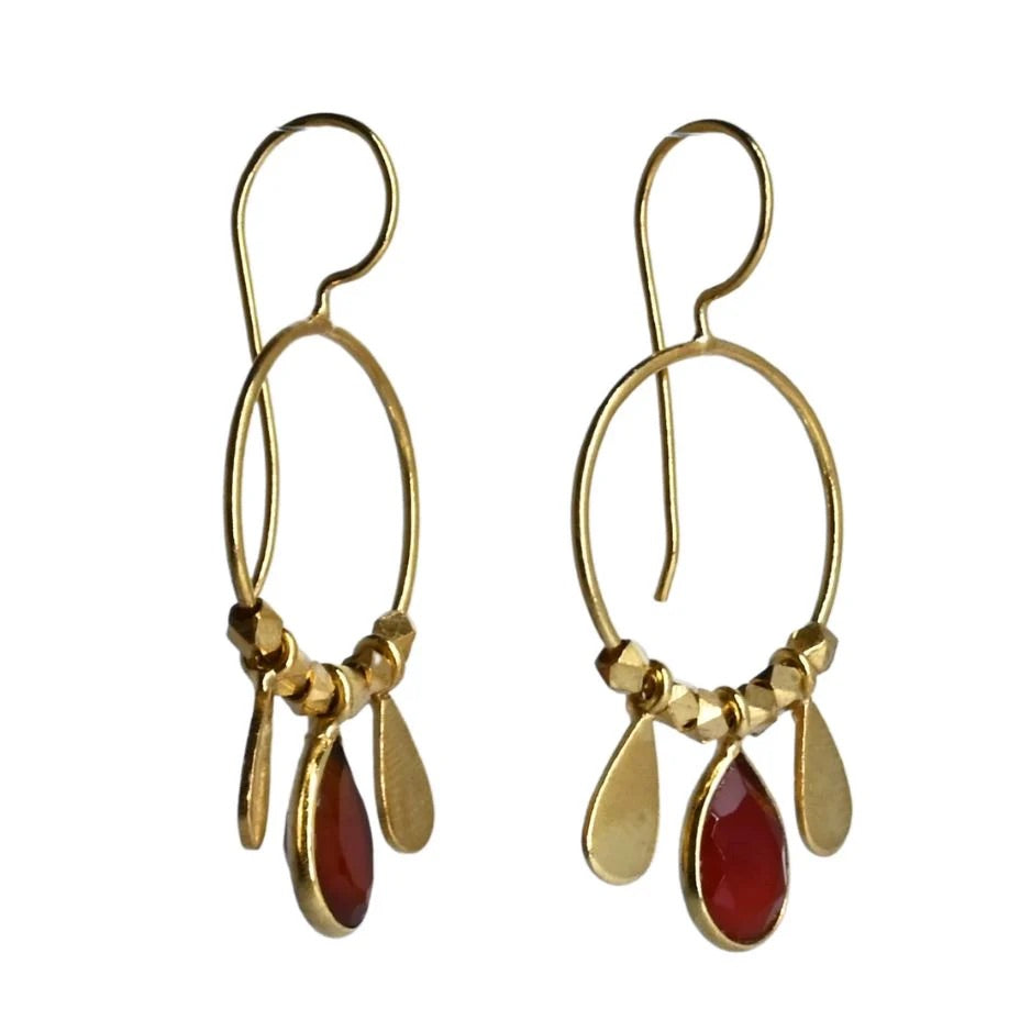 Euro Gold Gemstone Drop Earrings A266 (Various)