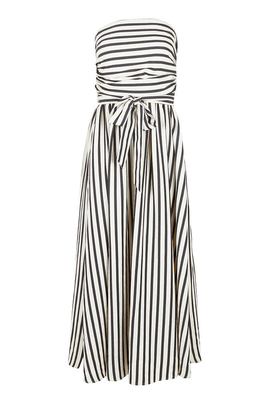 Avalon Dress White W Navy Stripe