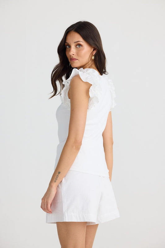 Frills Tank in White