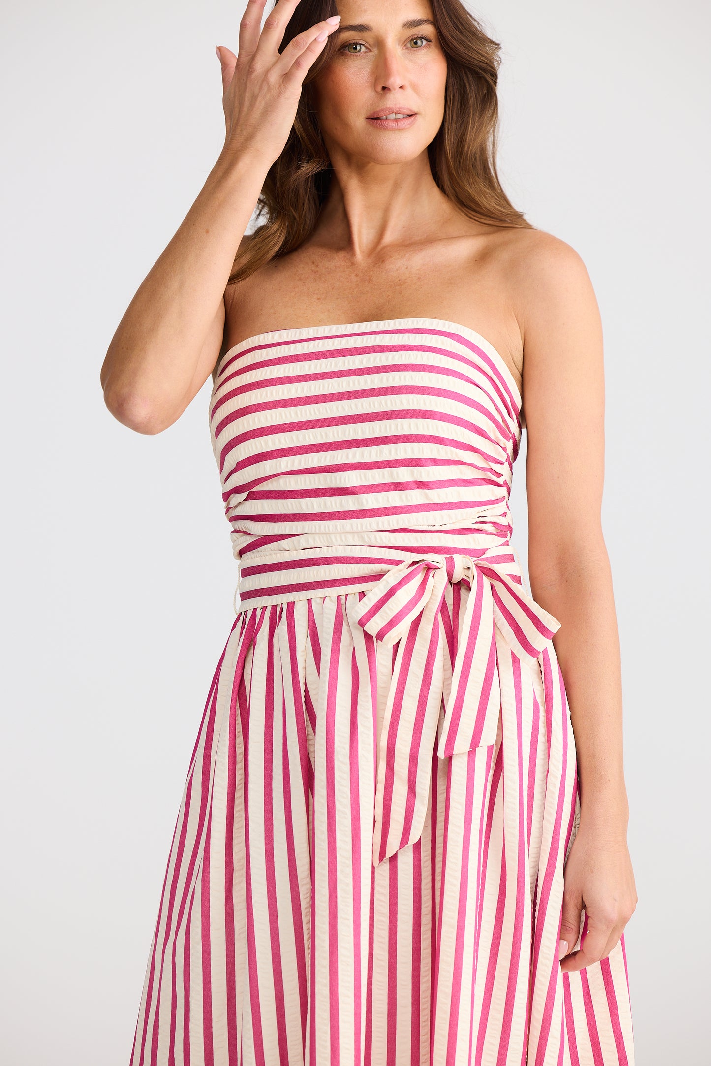 Avalon Dress with Hot Pink Stripe