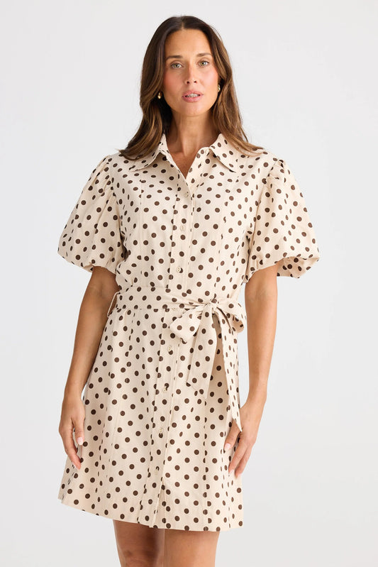 Lenni Dress - Choc Polka Dot