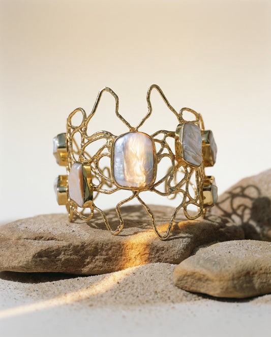 Baroque Pearl Bracelet Mesh Cuff
