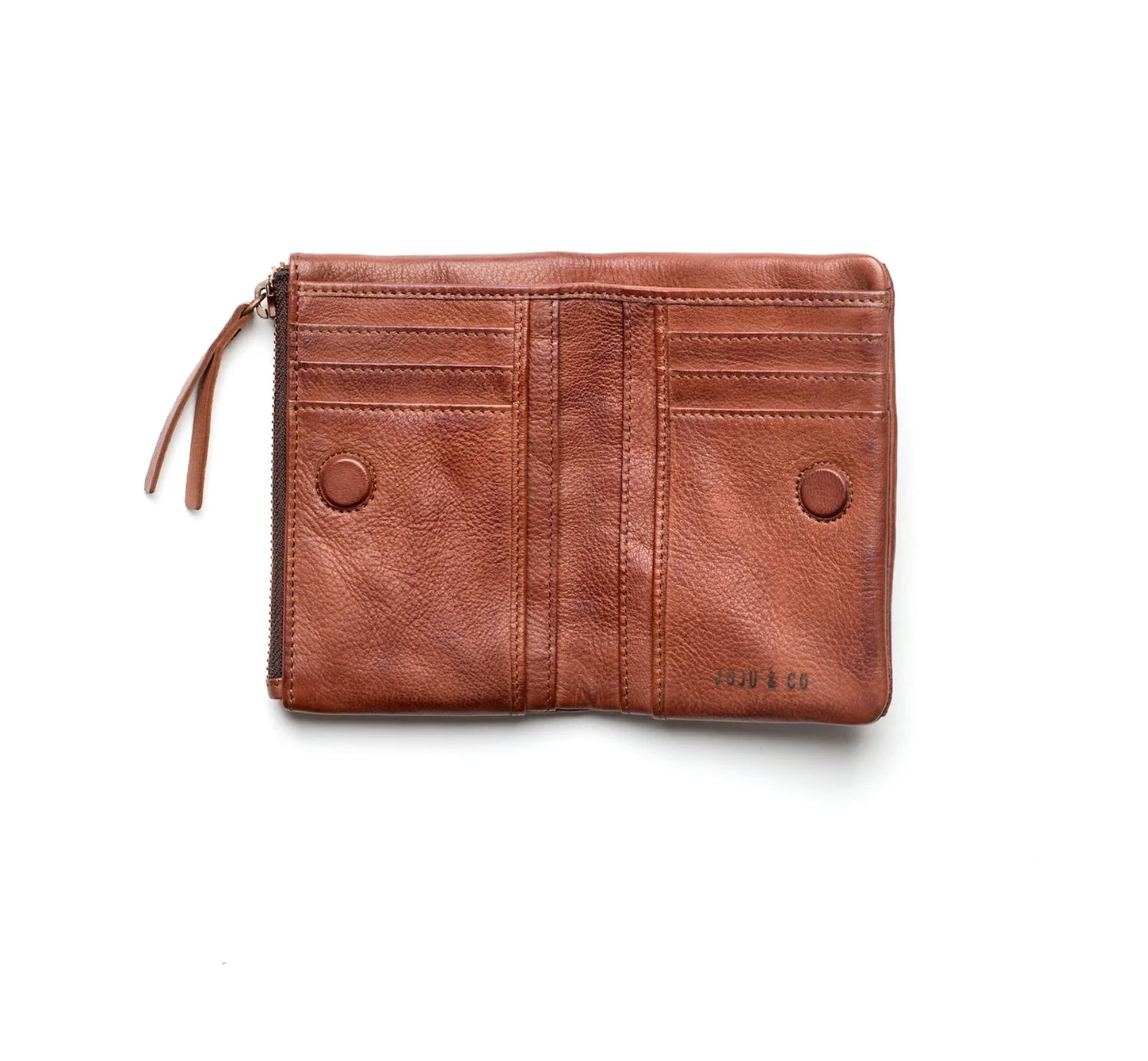 Small Hut Weave Wallet - Cognac
