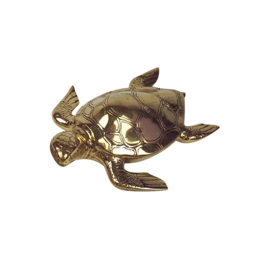 Brass Turtle Sculpture – Solid Polished Brass (4 Sizes Available)