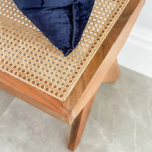 Byron 2 Seater Mango Wood Rattan Bench - Natural