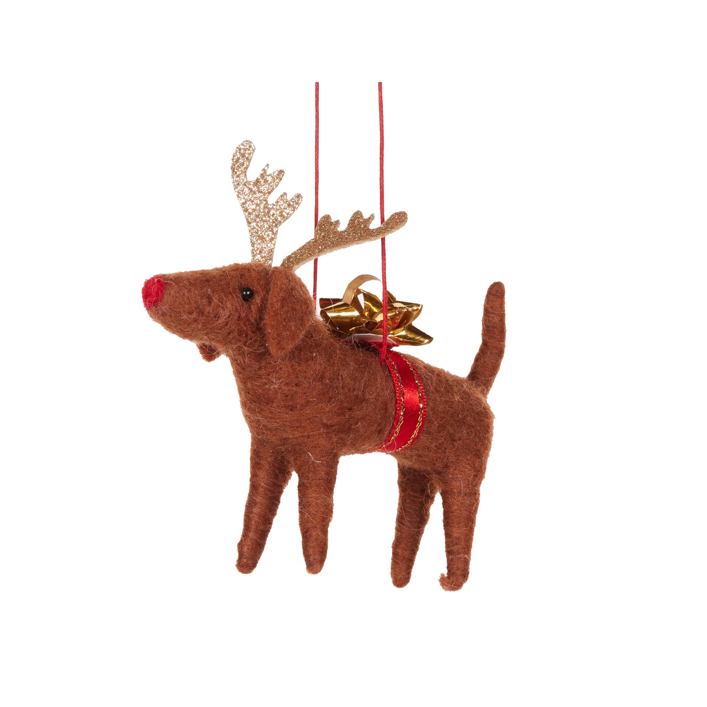 Wool Dachshund with Santa Hat Decoration