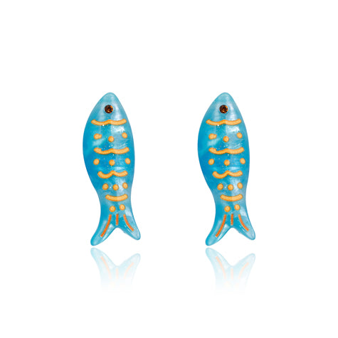 ARIEL Earrings (Light Blue Fish) - Studs