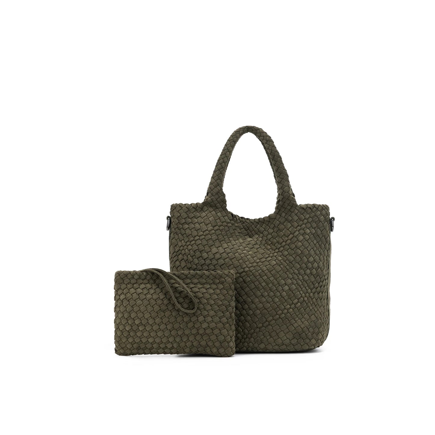 Arielle Dark Olive 2 Piece Suede Handbag
