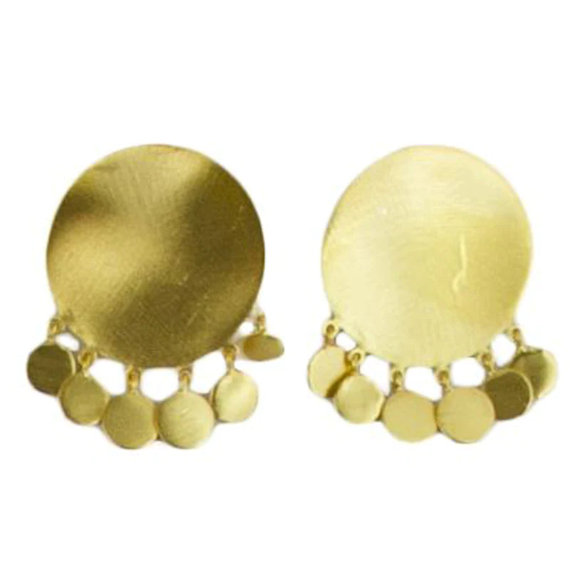 MW Gold Round Tassle Stud earrings B4