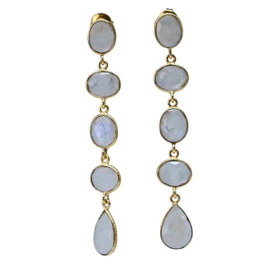 Euro Gold Earrings A248 Fabulous  Long Gem Drops.