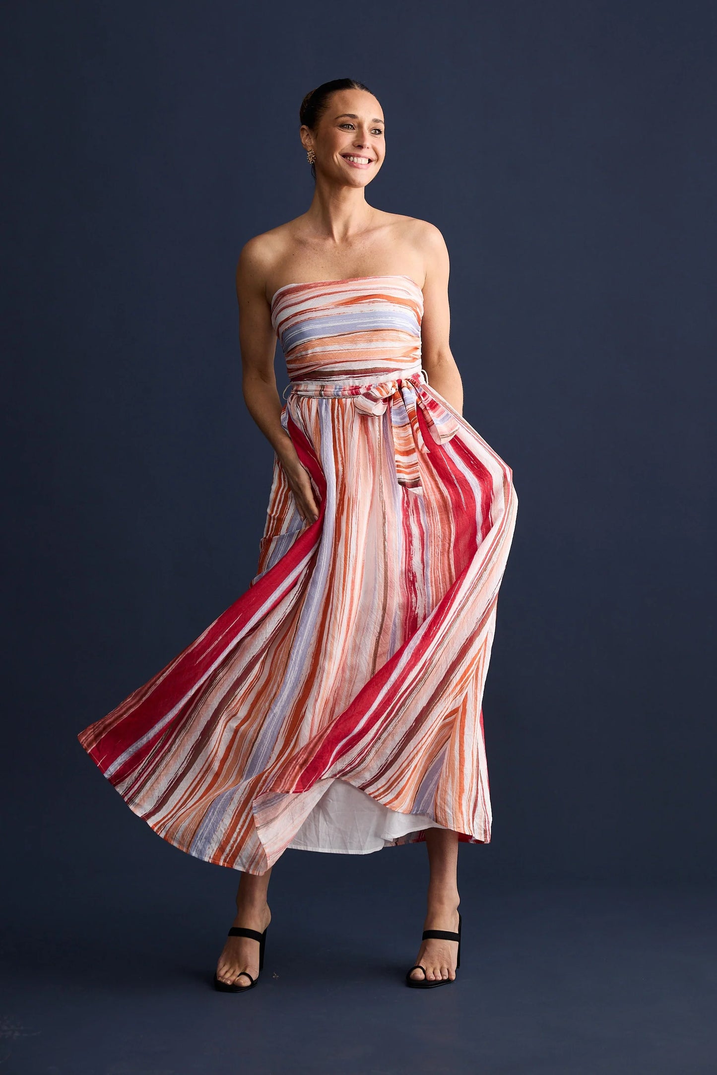 Avalon Dress Painterly Stripe
