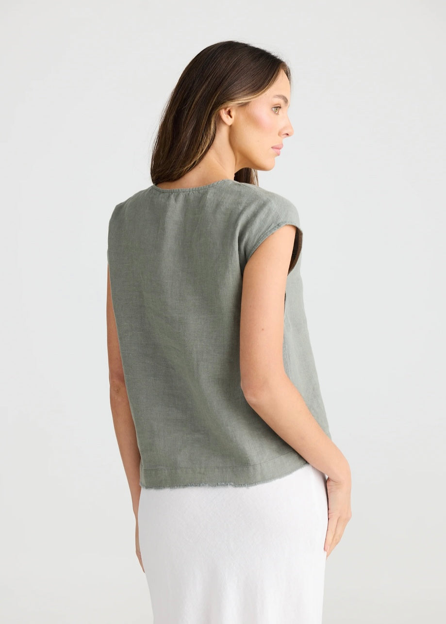 Pisa Top in Pistachio Linen