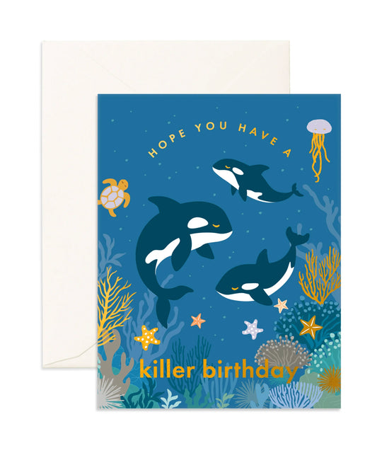 Birthday Killer Whales Greeting Card