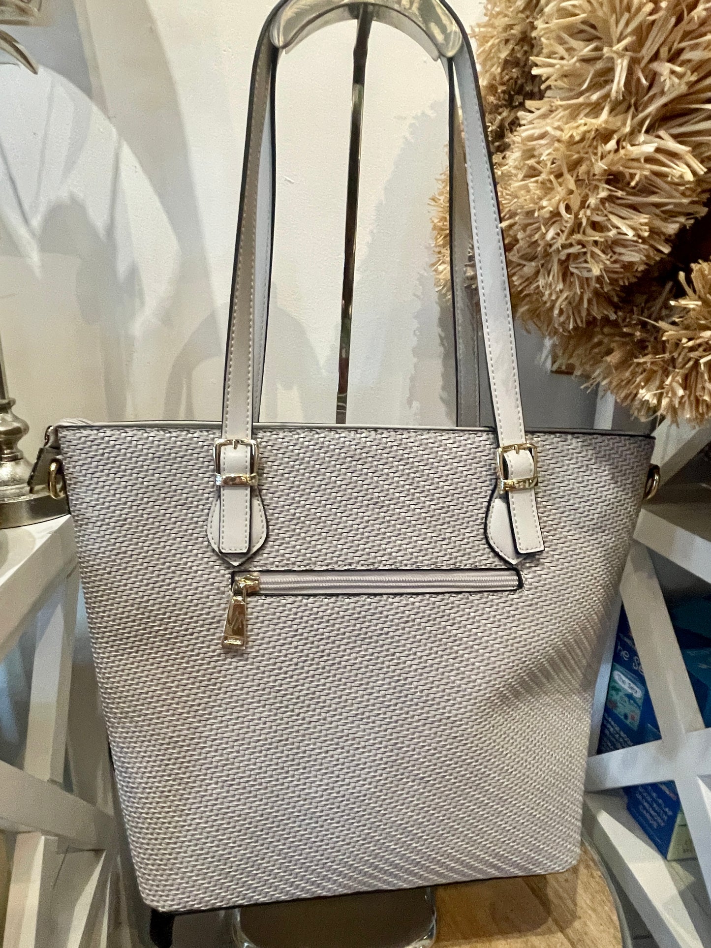 Vera May Brooklyn Grey Vegan Leather Fashion Bag Set of 3