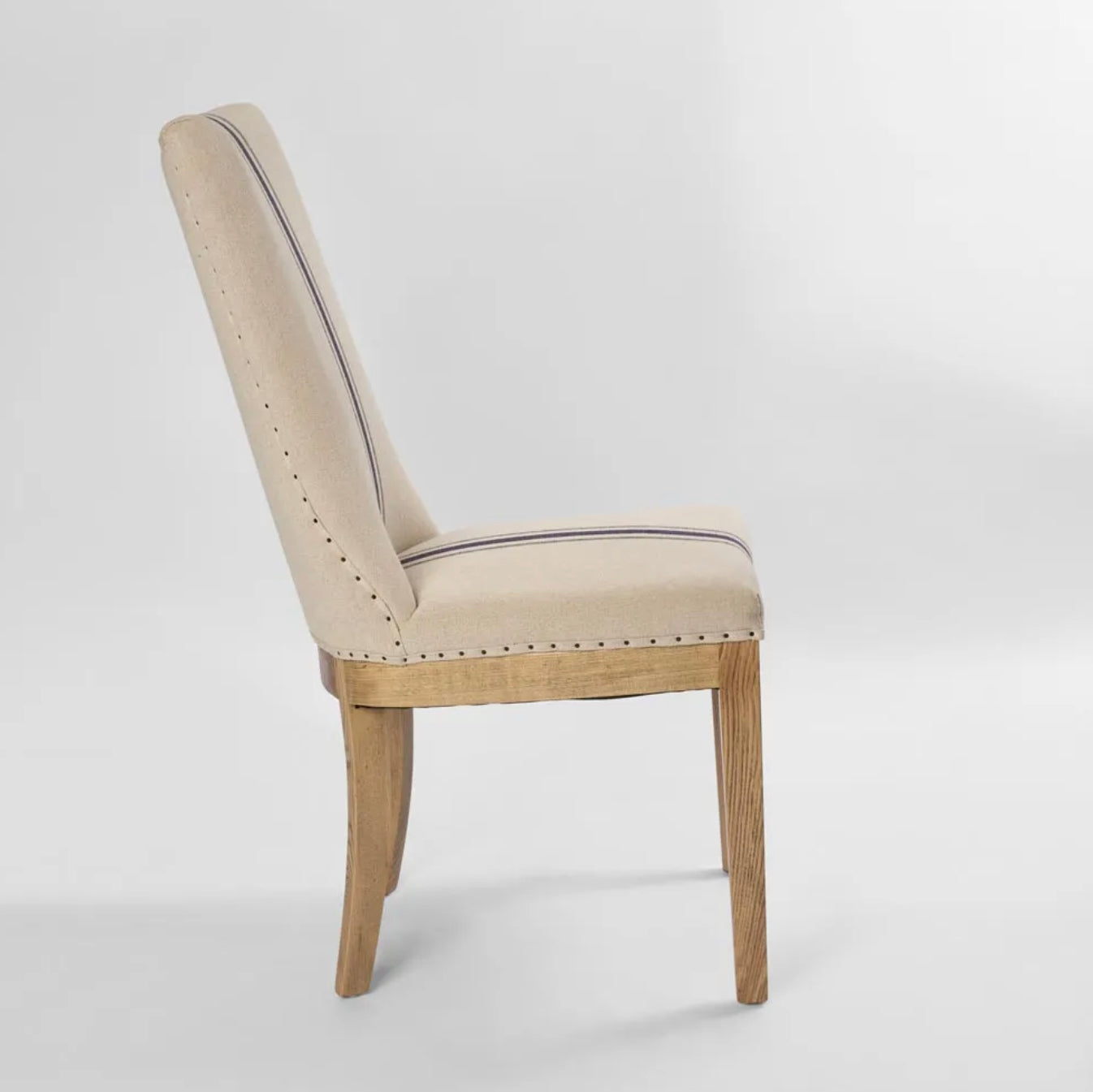 PREORDER Oakwood Hamptons Dining Chair Natural/Blue Stripe w/ Studs