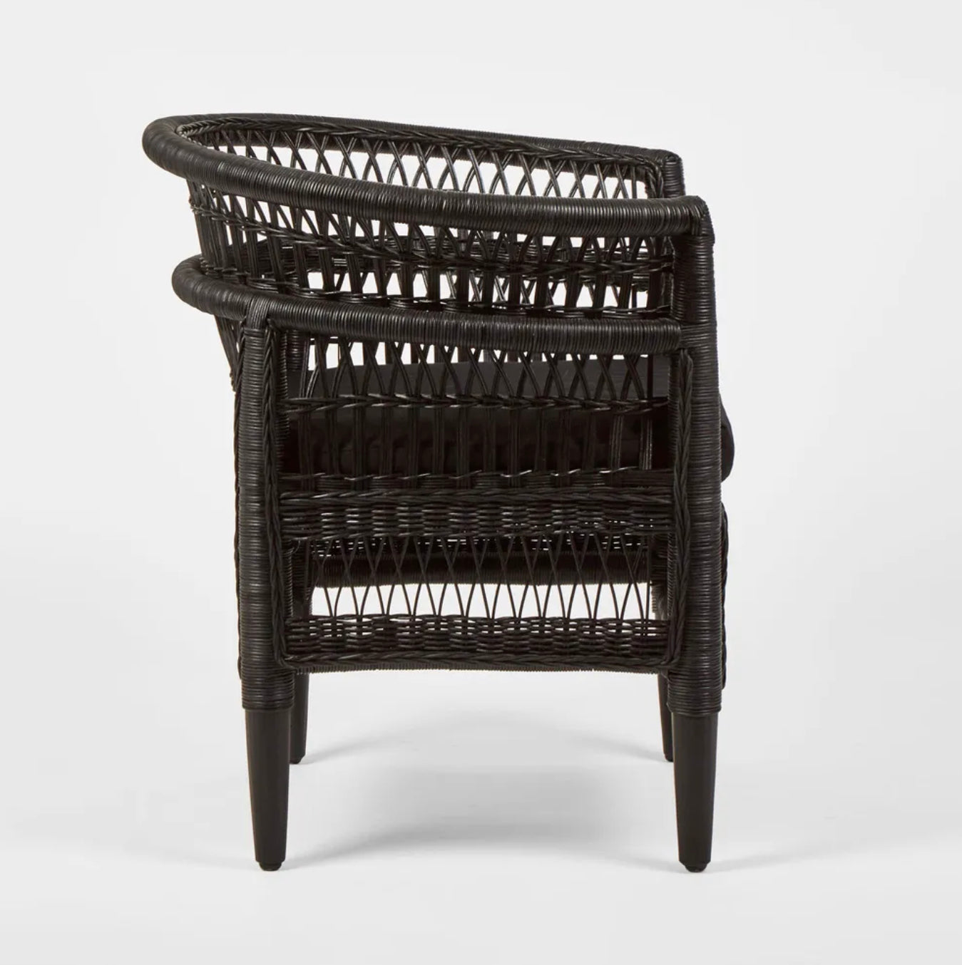 Livingstone Wicker Armchair Black/Black Cushion - Outdoor Under-cover