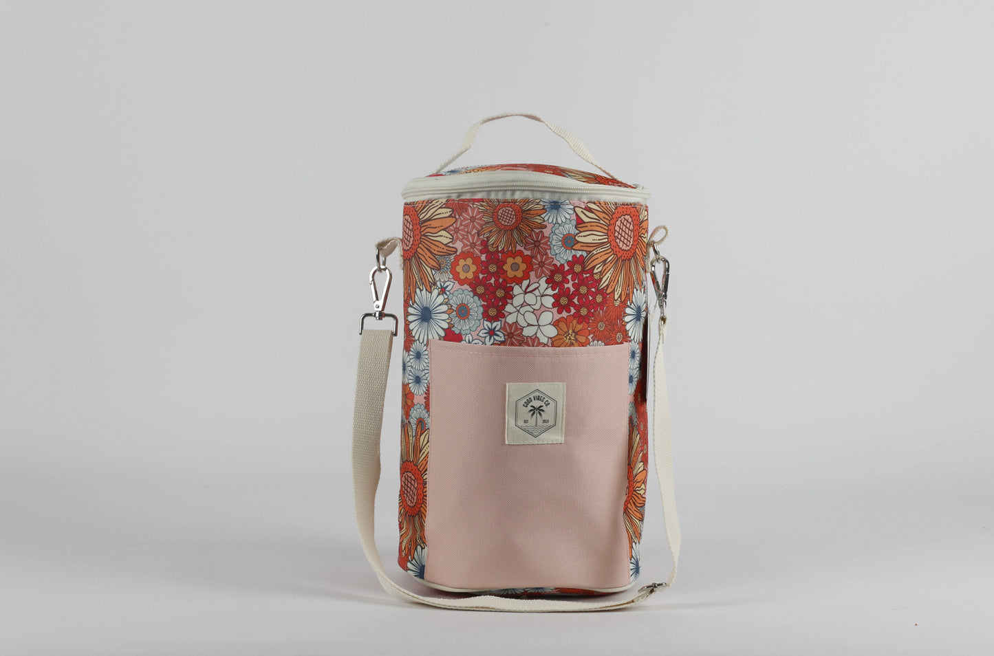 Insulated Barrel Cooler Bag with Shoulder Strap Retro Summer