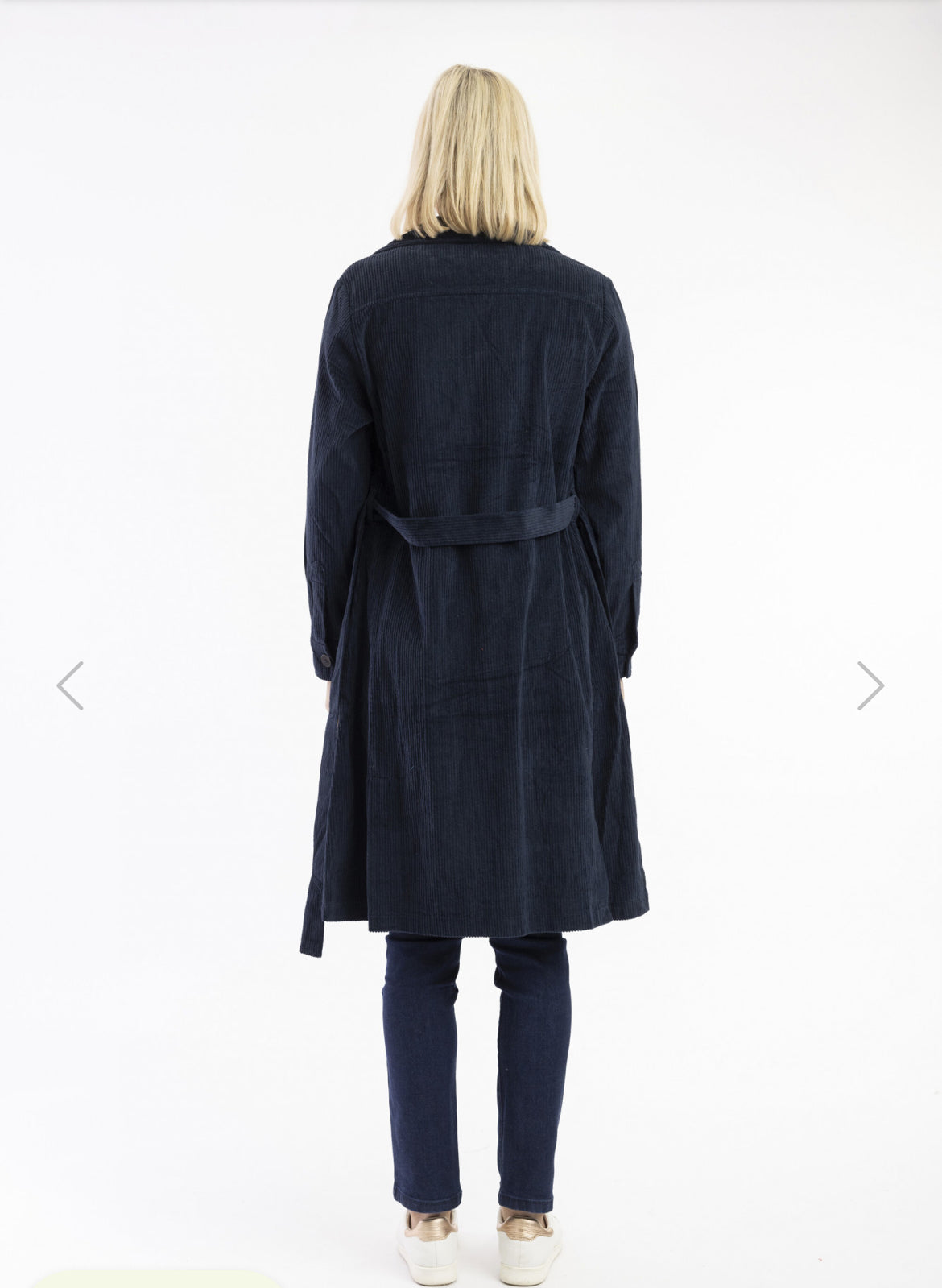 Cord Solids Trench Coat in Navy