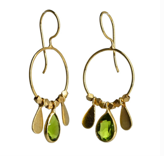 Euro Gold Gemstone Drop Earrings A266 (Various)