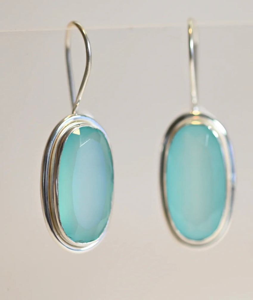 MW Lux Long Oval Gemstone Hook Earrings