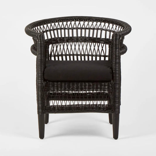 Livingstone Wicker Armchair Black/Black Cushion - Outdoor Under-cover