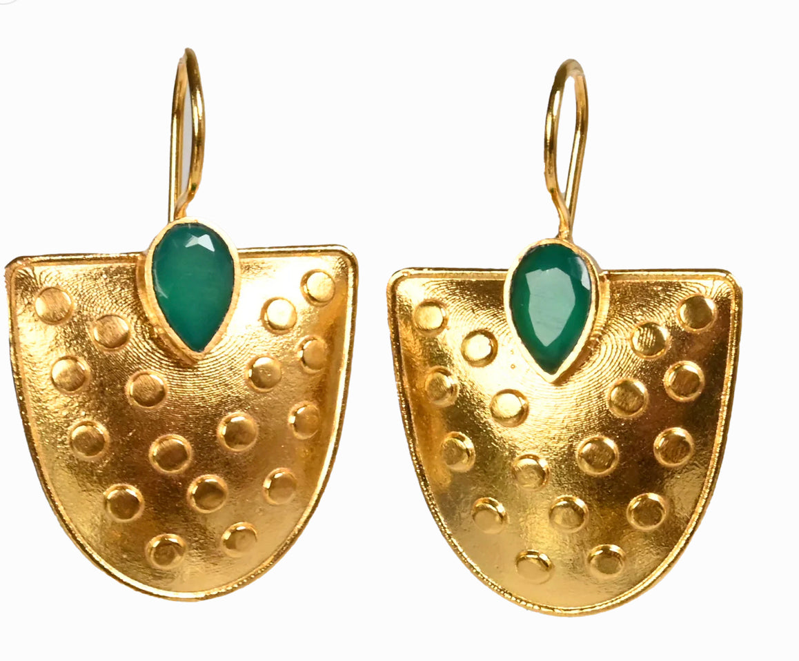 Euro Gold Gemstone Earrings A221 (Various)