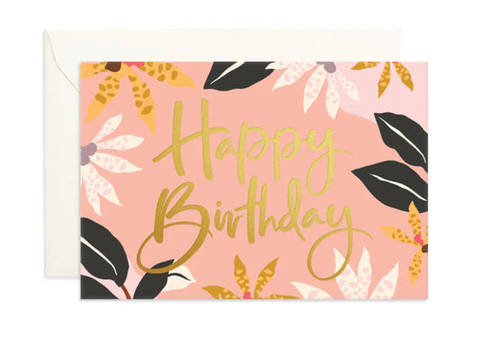 Happy Birthday Orchids Mini Greeting Card