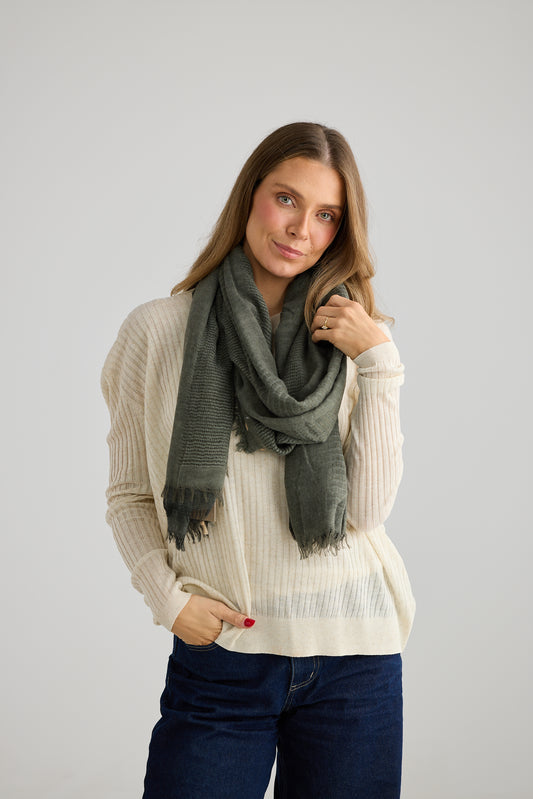 Santa Fe Scarf in Grey & Olive