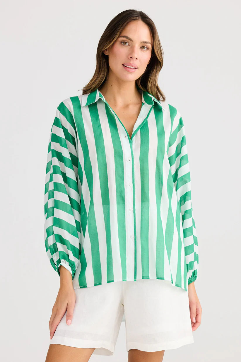 Cliffside Shirt in Green Stripe