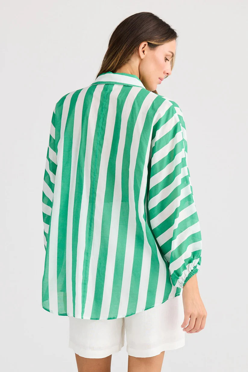 Cliffside Shirt in Green Stripe