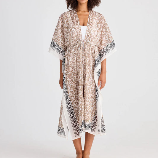 Asta Long Kaftan in Taupe Inca
