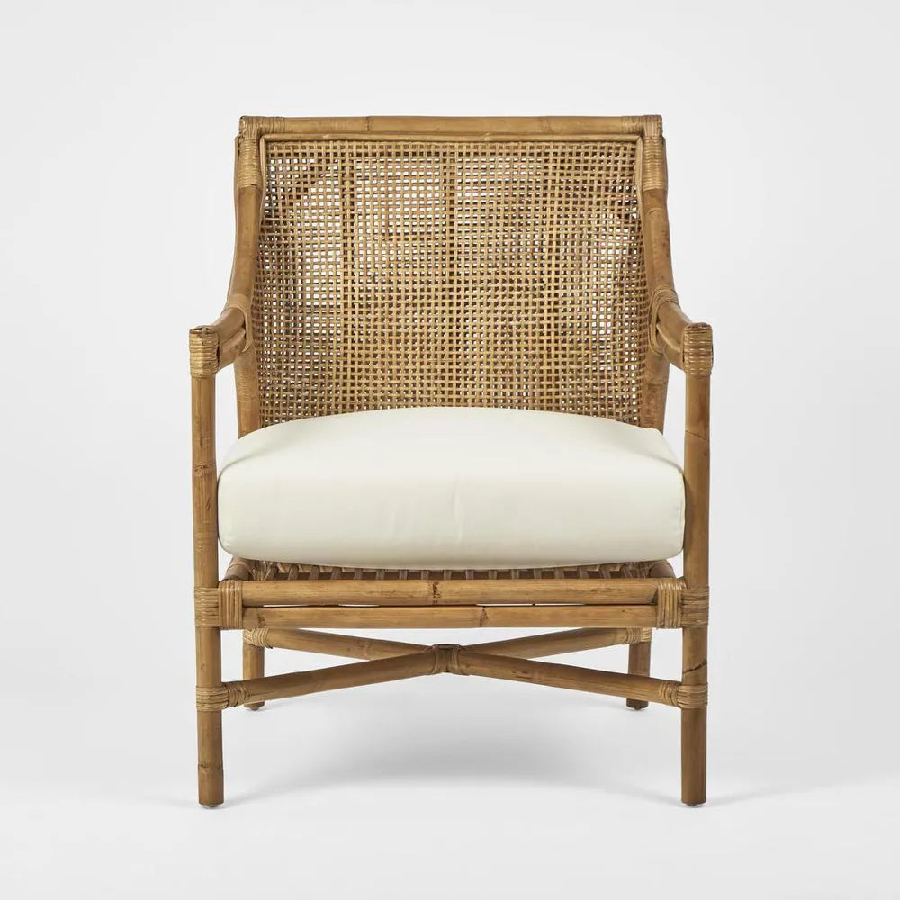 Havana Occasional Arm Chair Rattan Cream Cushion