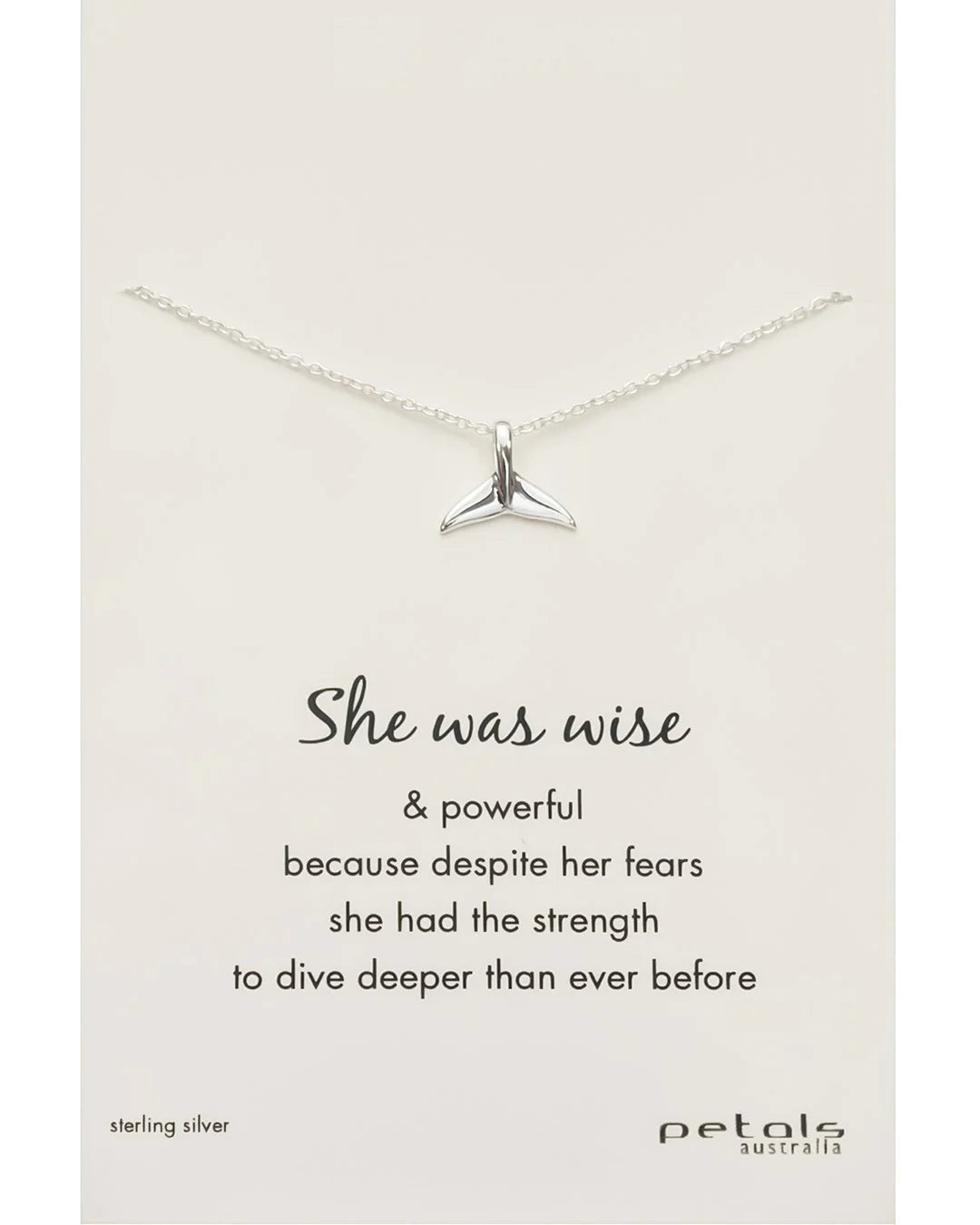 Petals Ocean Dive 46cm Sterling Silver 'She was Wise, Whale Tail' Necklace