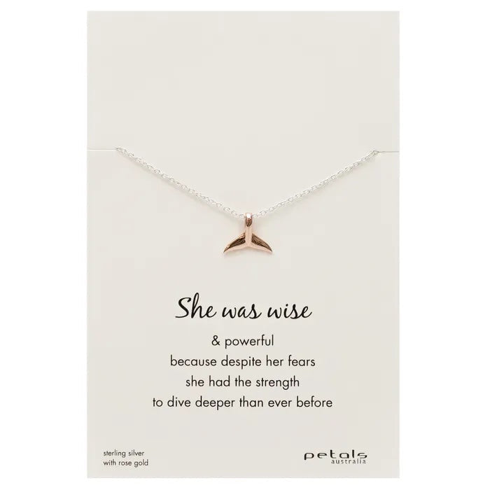 Petals Ocean Dive 46cm Sterling Silver 'She was Wise, Whale Tail' Necklace