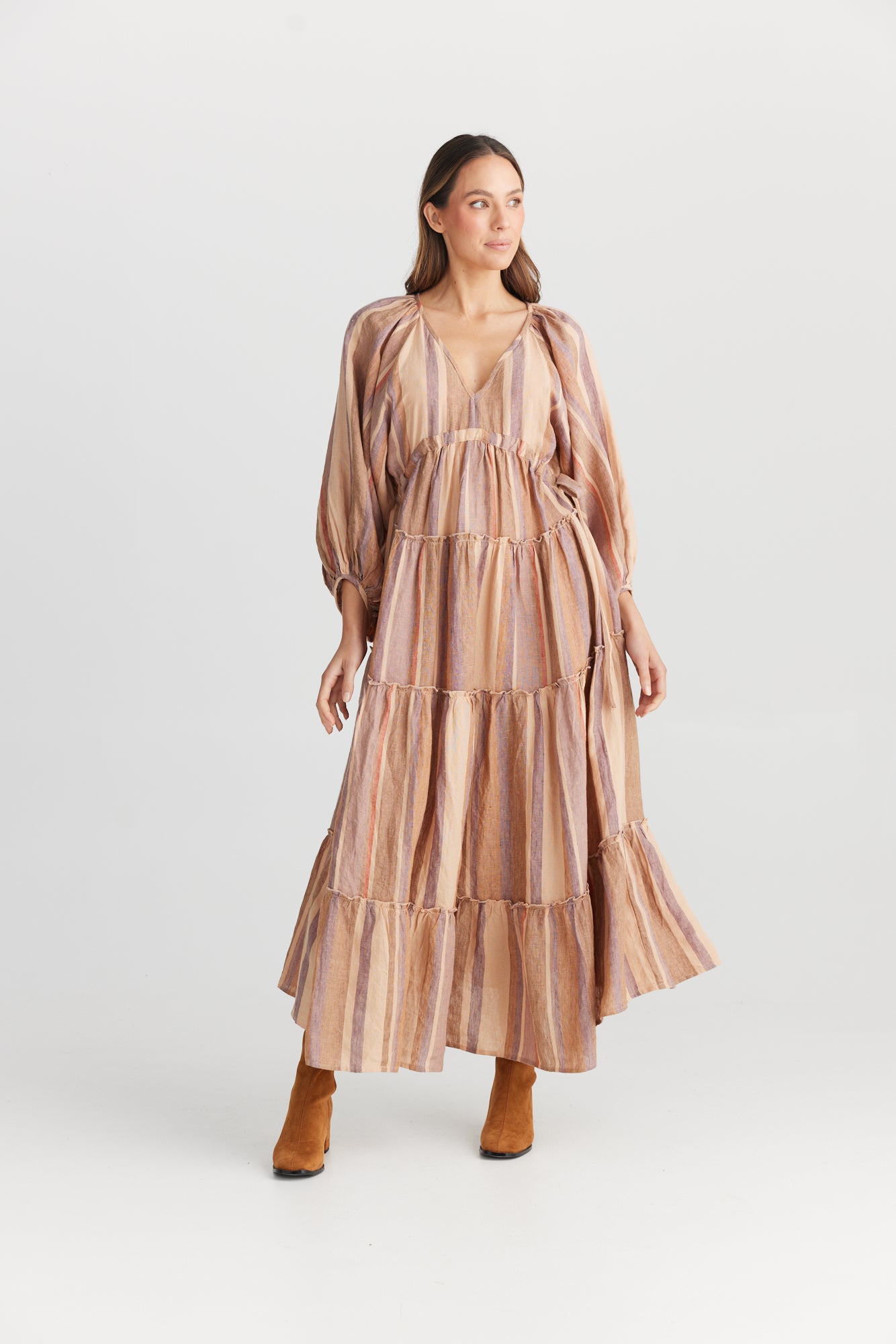 Wing And A Prayer Maxi Dress in Santal Stripe