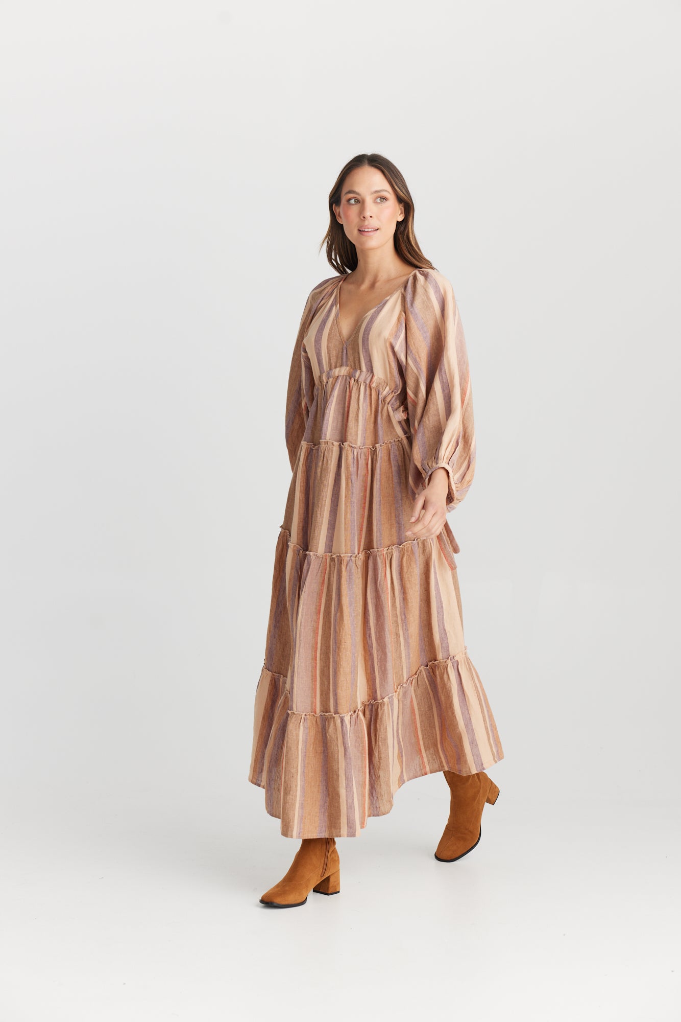 Wing And A Prayer Maxi Dress in Santal Stripe
