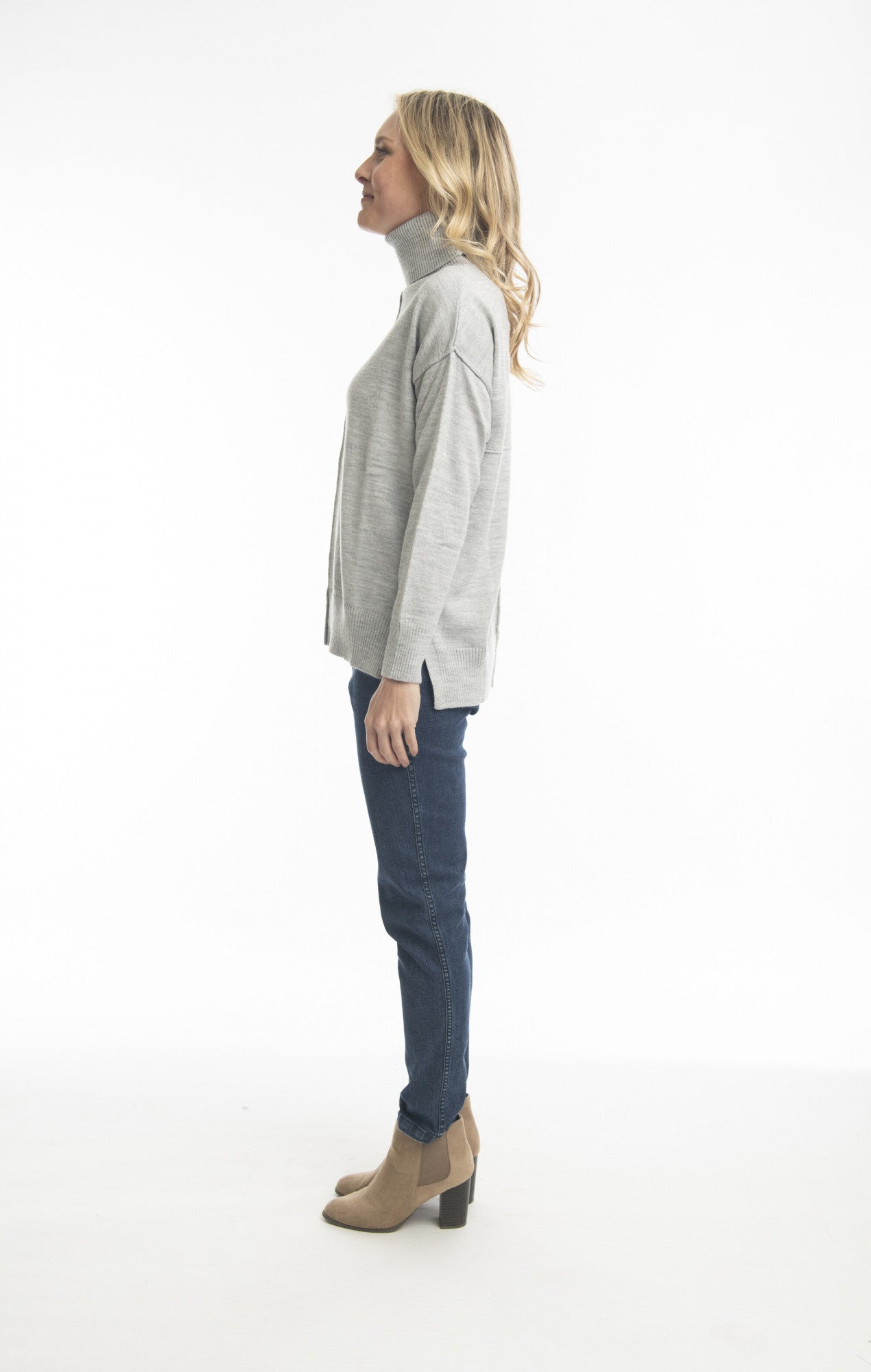 Alpaca Knits Cowl neck Jumper in Grey Melange
