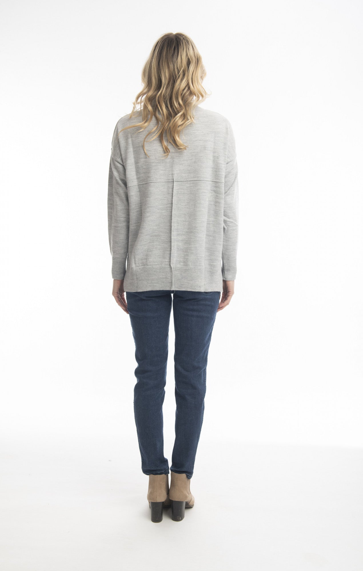 Alpaca Knits Cowl neck Jumper in Grey Melange