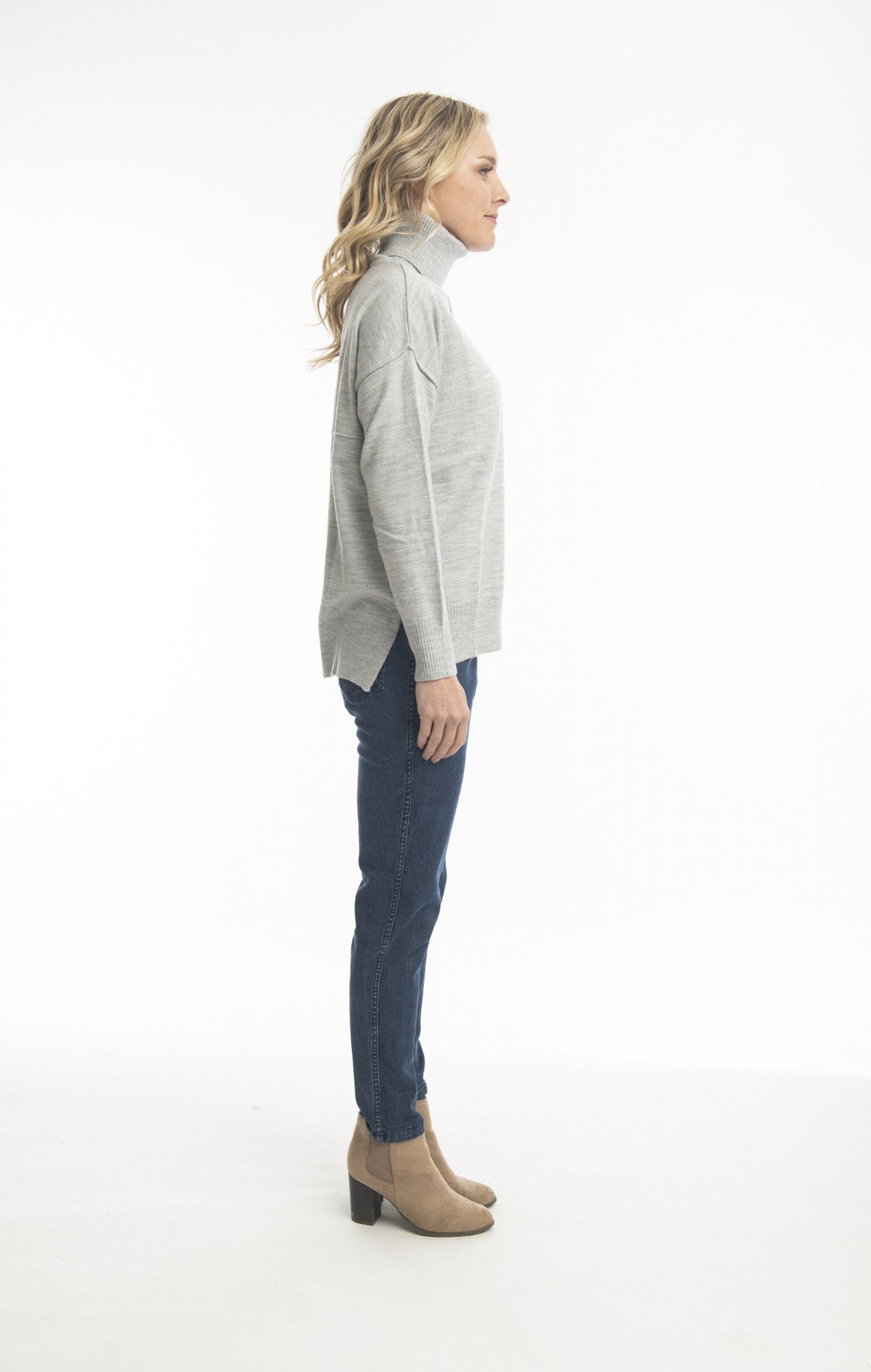 Alpaca Knits Cowl neck Jumper in Grey Melange