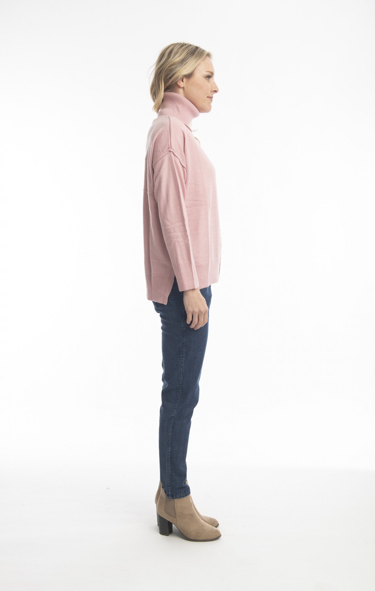 Alpaca Knits Cowl neck Jumper in Pale Pink