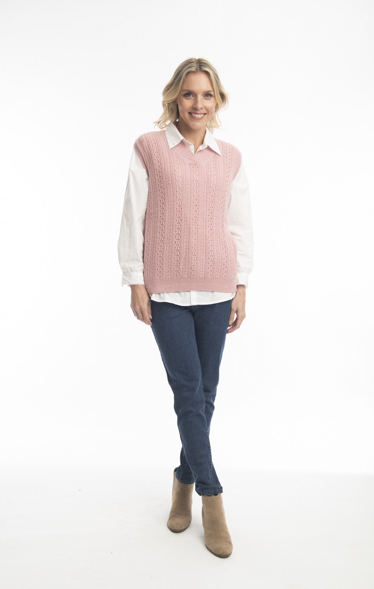 Alpaca Knits Sleeveless Vest in Pale Pink