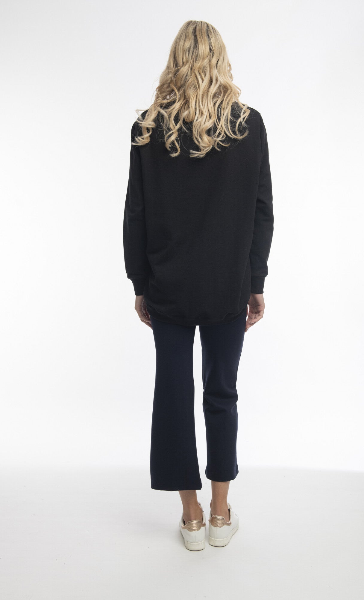 Ponte Flared Wide Band Pants in Navy
